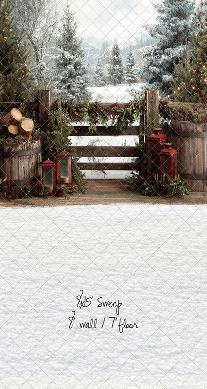 Rustic Wintertime Fence - with Sweep Option