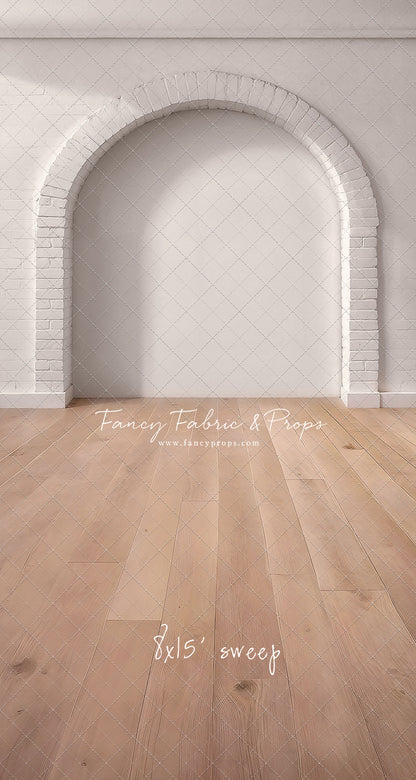 White Brick Alcove - Wood Floor - With Sweep Option