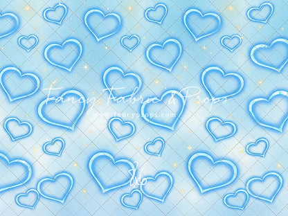 Blue Puffy Hearts - With Sweep Option