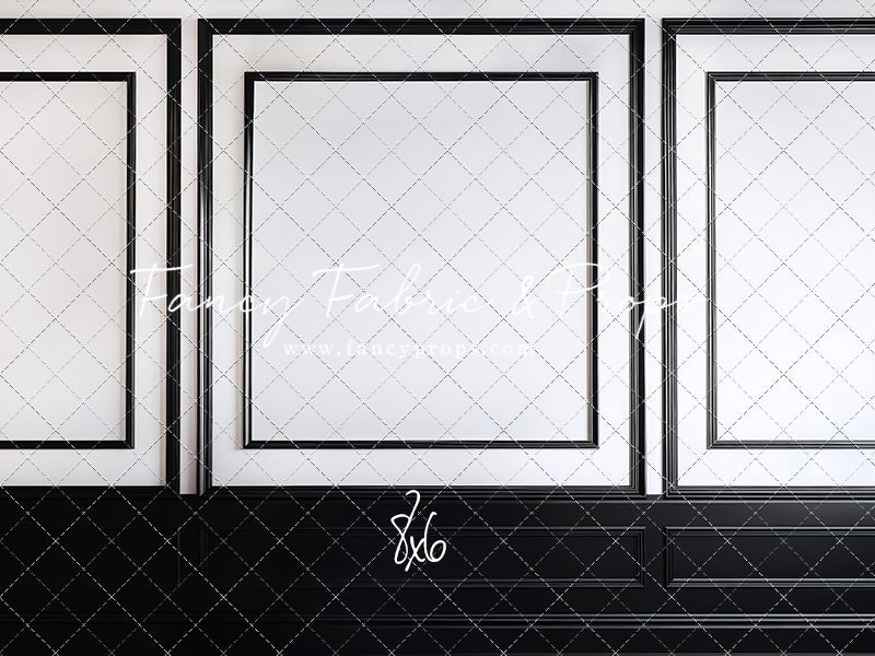 Classy Black & White Wainscoting - Black Floor - With Sweep Option