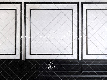 Classy Black & White Wainscoting - Black Floor - With Sweep Option