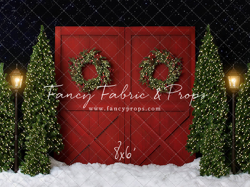 Fancy Red Barn Doors 2pc Mini Room