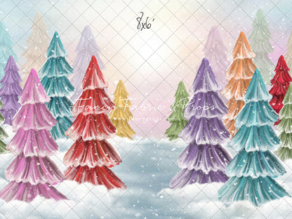 Magical Winter Rainbow Trees Pathway