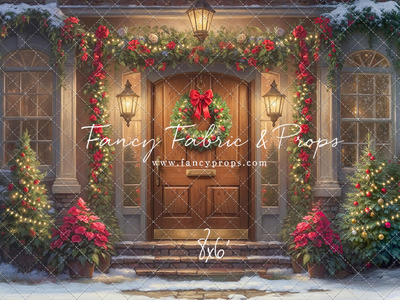 Merry Holiday Entry - Brown Door - With Sweep Option