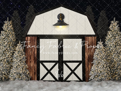 Modern Christmas Barn With Light 2pc Mini Room