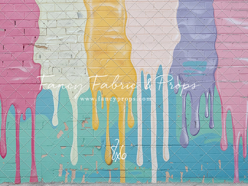 Pastel Paint Drip Wall - Concrete Floor Option - With Sweep Option