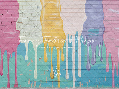 Pastel Paint Drip Wall - Concrete Floor Option - With Sweep Option