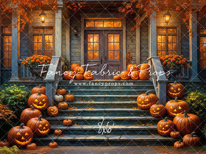 Pumpkin-Lit Porch  - With Sweep Option