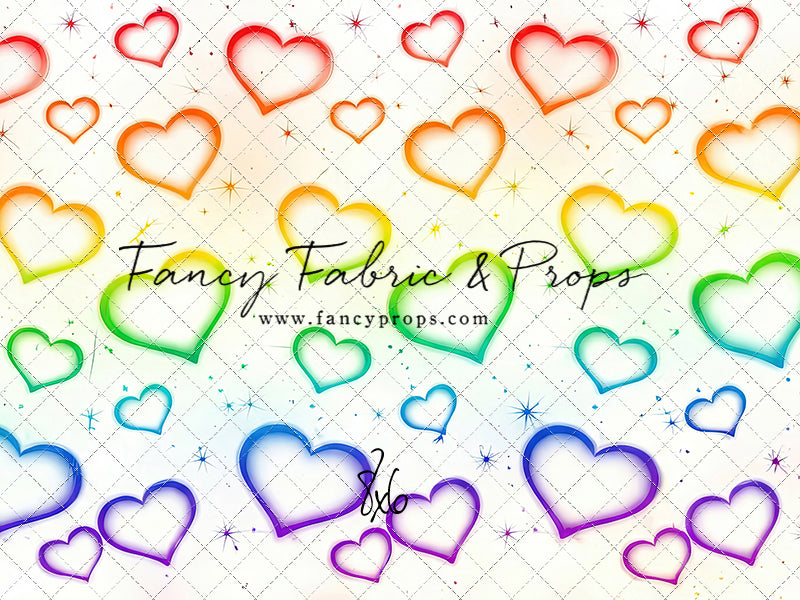 Rainbow Puffy Hearts - With Sweep Option