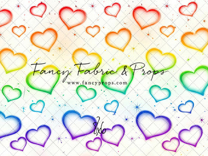 Rainbow Puffy Hearts - With Sweep Option