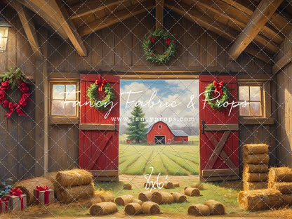 Red Barn Yuletide - Straw Floor - with Sweep Option