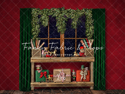 Red Wrapping Room Window