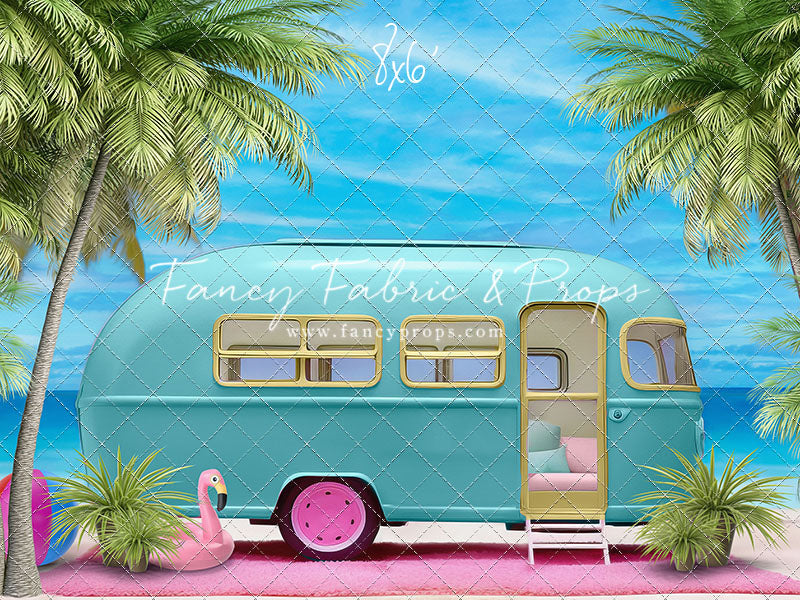 Road Trip Chic - Blue Camper - With Sweep Option