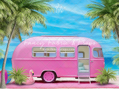 Road Trip Chic - Pink Camper - With Sweep Option