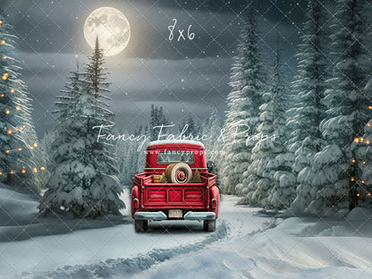 Snowy Moonlit Drive - With Lights - with Sweep Option