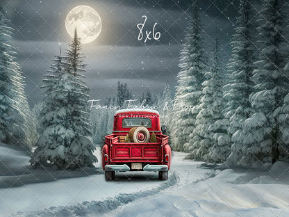 Snowy Moonlit Drive - No Lights - with Sweep Option