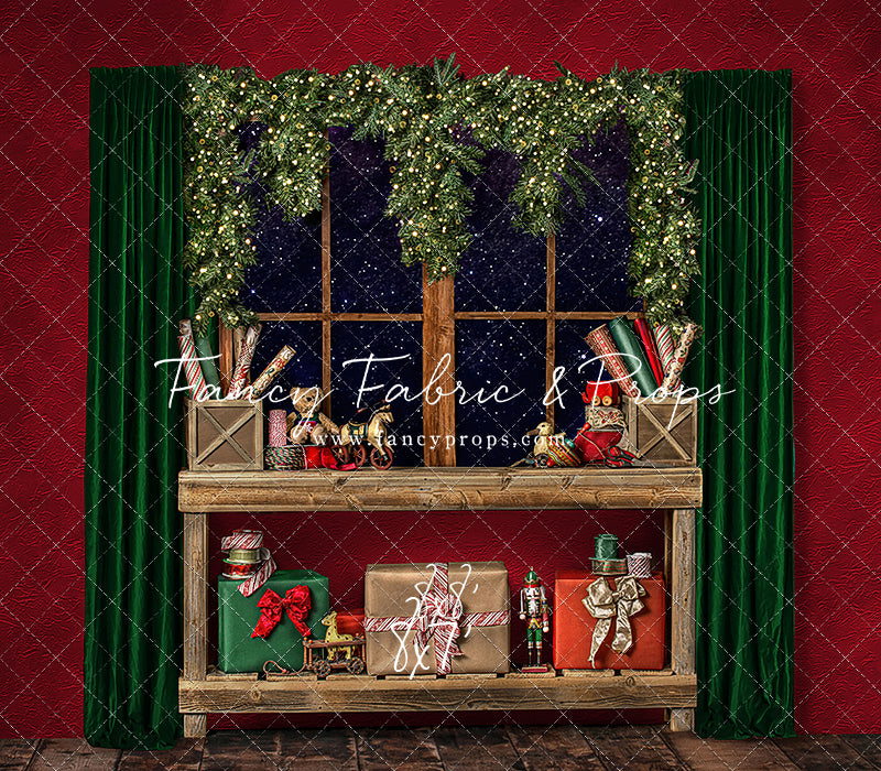 Red Wrapping Room Window