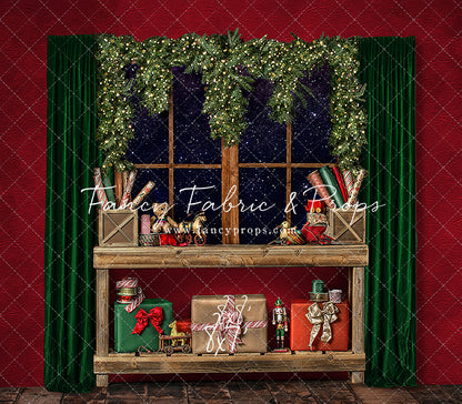 Red Wrapping Room Window