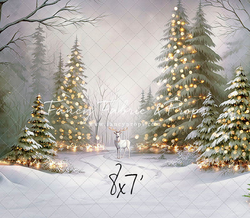 Snowy Trail Of Lights - With Deer - with Sweep Option