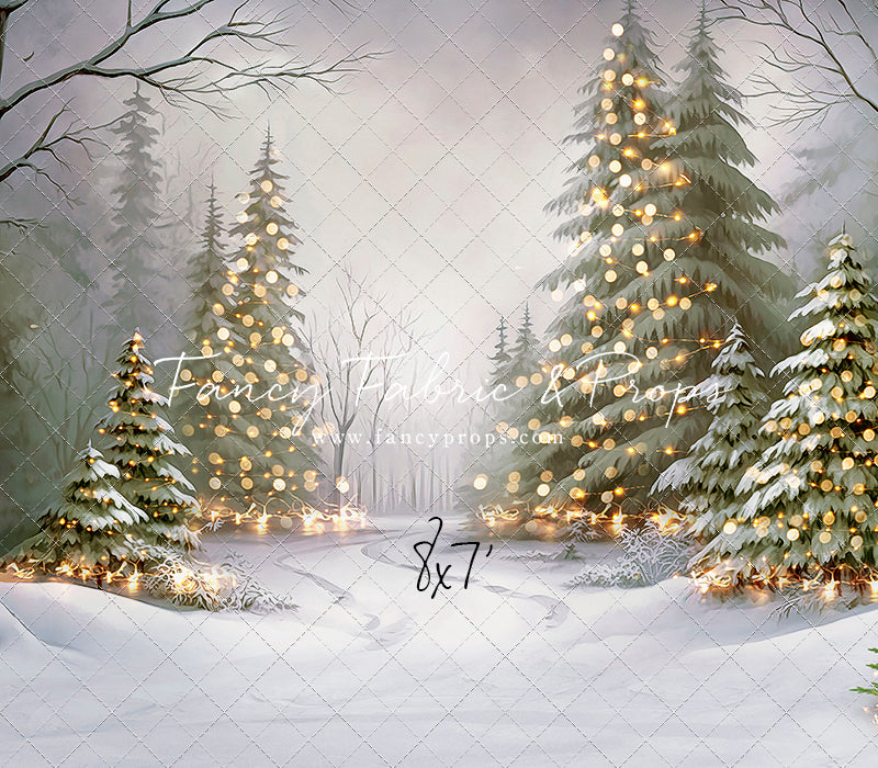 Snowy Trail Of Lights - No Deer - with Sweep Option