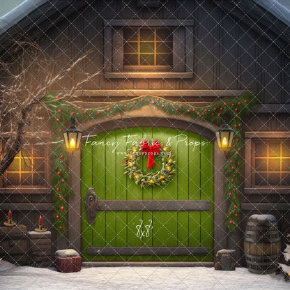 Merry Christmas Barn - Green Door - with Sweep Option