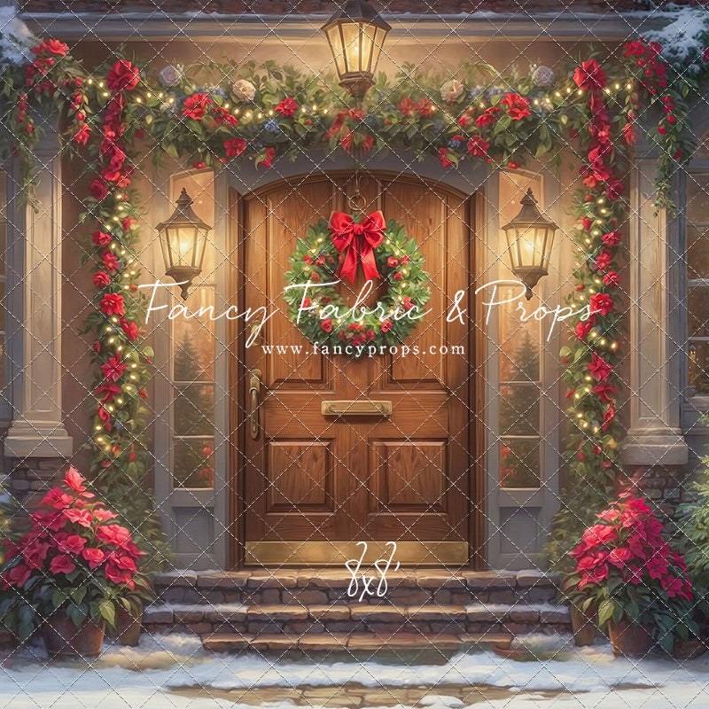 Merry Holiday Entry - Brown Door - With Sweep Option
