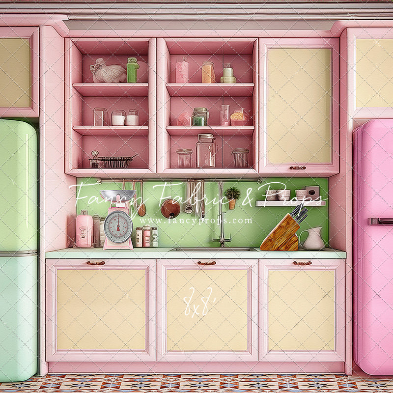 Midge's Kitchenette - Tile Floor Option - With Pink Fridge Sweep Option