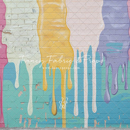 Pastel Paint Drip Wall - Concrete Floor Option - With Sweep Option