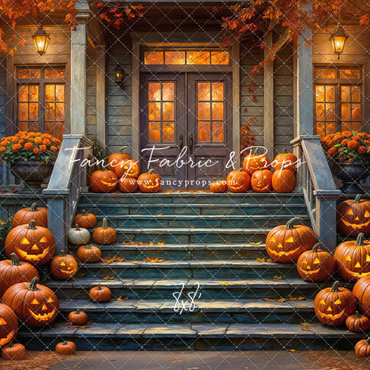 Pumpkin-Lit Porch  - With Sweep Option