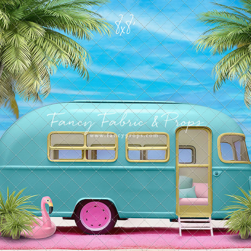 Road Trip Chic - Blue Camper - With Sweep Option