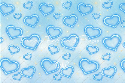 Blue Puffy Hearts - With Sweep Option