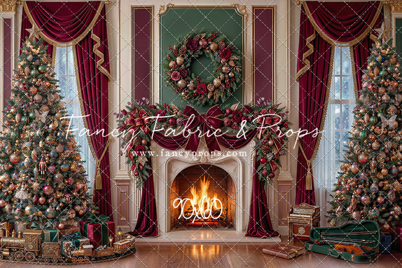 Burgundy Christmas Manor - with Sweep Option