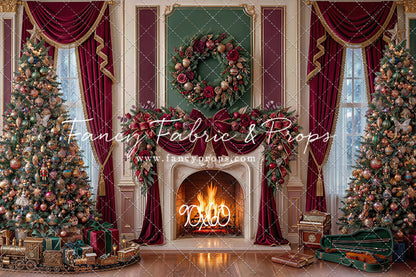 Burgundy Christmas Manor - with Sweep Option