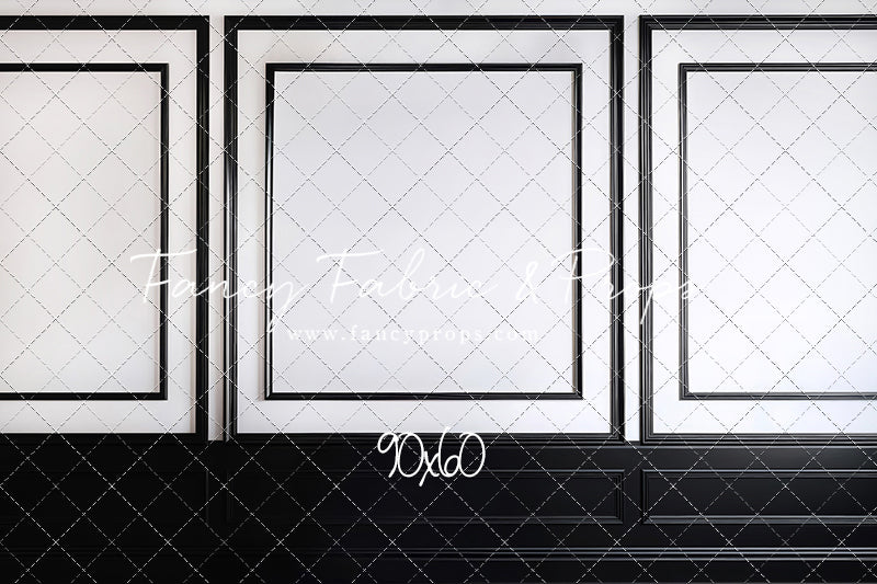 Classy Black & White Wainscoting - Black Floor - With Sweep Option