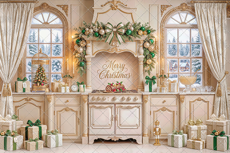 Gilded Christmas Kitchen - With Sweep Option