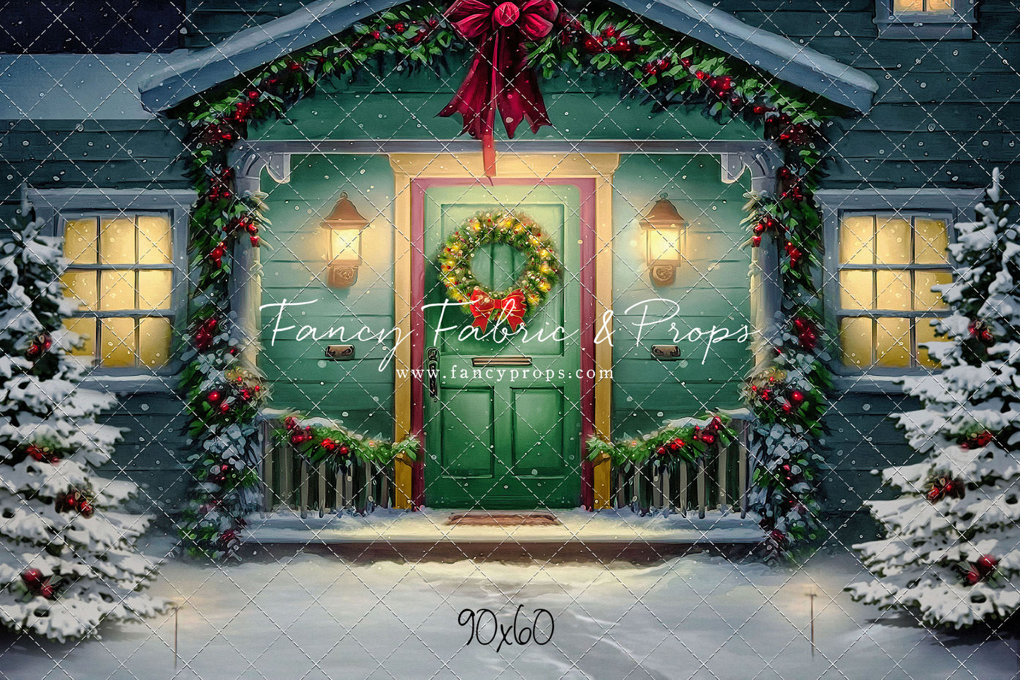 Magical Holiday Porch - Green Door - with Sweep Option