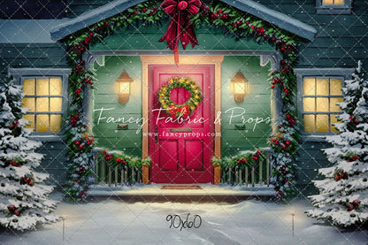 Magical Holiday Porch - Red Door - with Sweep Option