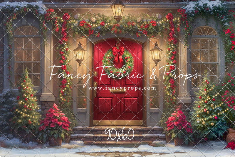 Merry Holiday Entry - Red Door - With Sweep Option