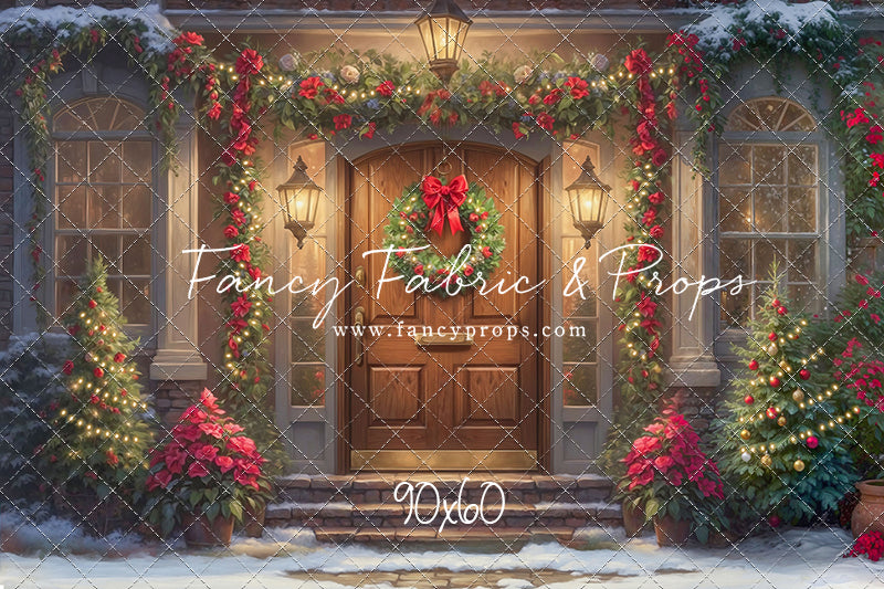 Merry Holiday Entry - Brown Door - With Sweep Option