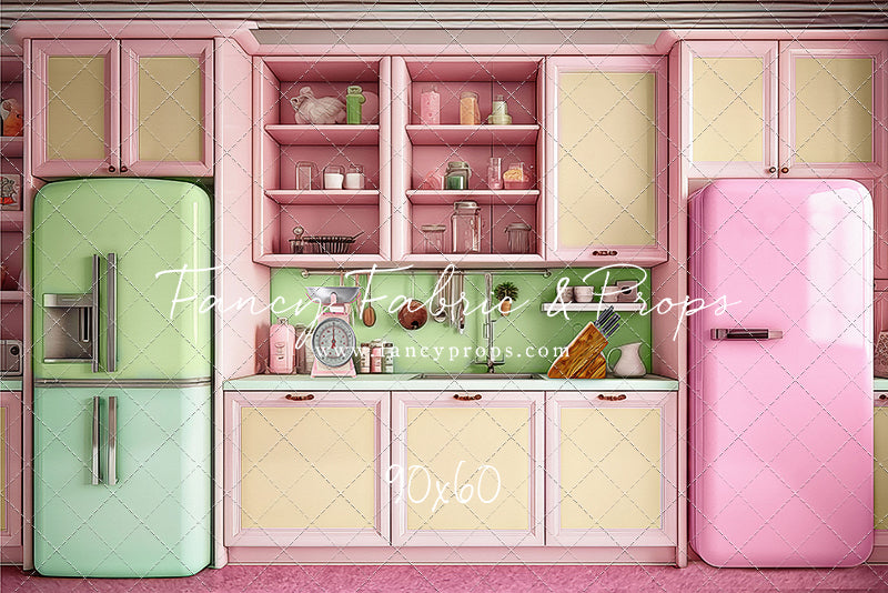 Midge's Kitchenette - Pink Floor Option - With Green Fridge Sweep Option