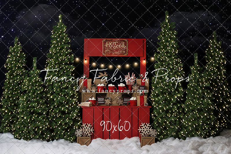 Nighttime Cocoa Stand With Lights 2pc Mini Room