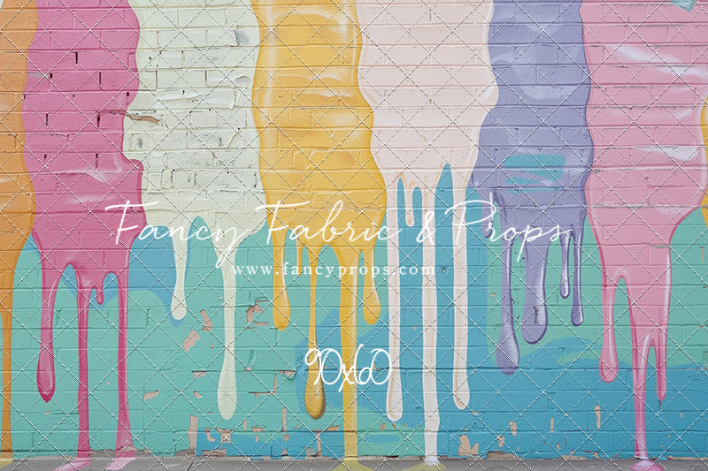 Pastel Paint Drip Wall - Painted Floor Option - With Sweep Option