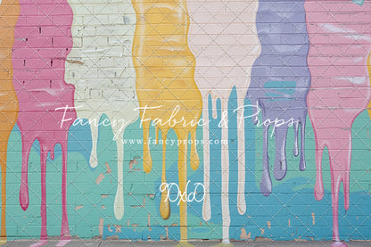Pastel Paint Drip Wall - Painted Floor Option - With Sweep Option