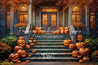 Pumpkin-Lit Porch  - With Sweep Option