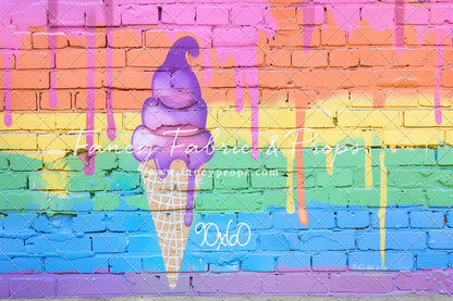 Rainbow Drip Ice Cream Wall - With Sweep Option