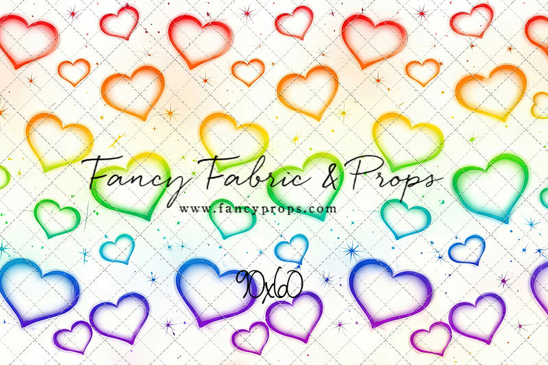 Rainbow Puffy Hearts - With Sweep Option