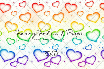 Rainbow Puffy Hearts - With Sweep Option