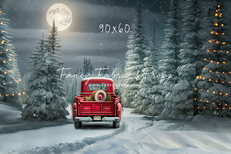 Snowy Moonlit Drive - With Lights - with Sweep Option