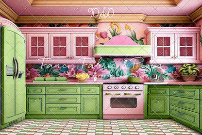 Tropical Kitchen - Lime & Pink - With Sweep Option