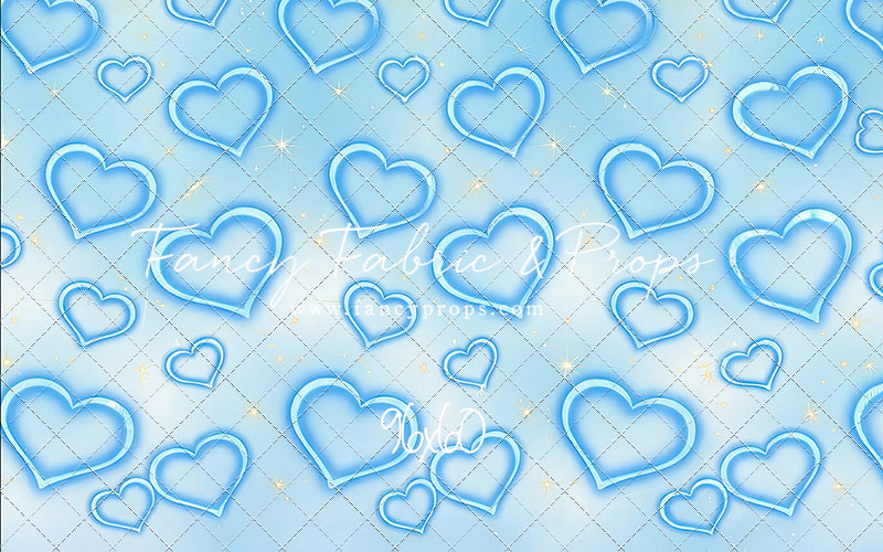 Blue Puffy Hearts - With Sweep Option